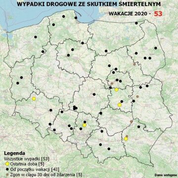 Mapa wypadk&oacute;w drogowych