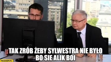 Mem z „Młodym” i Jarosławem Kaczyńskim 