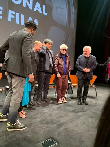 All together! Directors of the nominated International  films, and master of ceremonies, Larry Karaszewski 