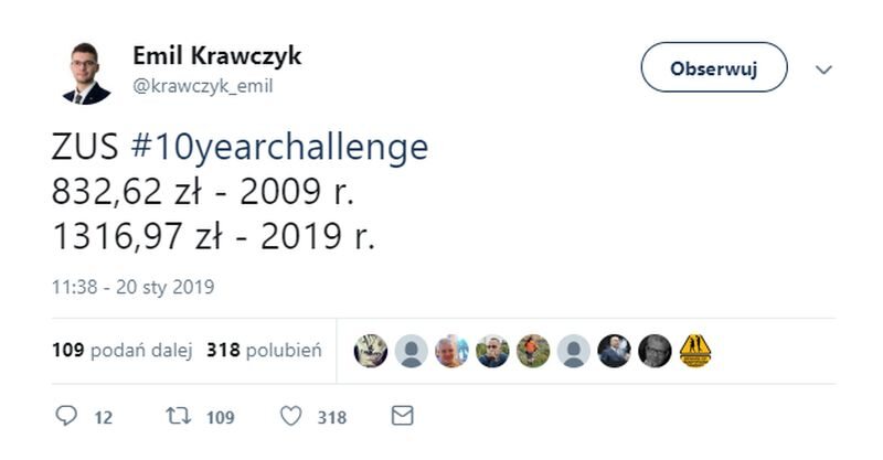 Zestawienie zainspirowane zabawą 10 year challenge 