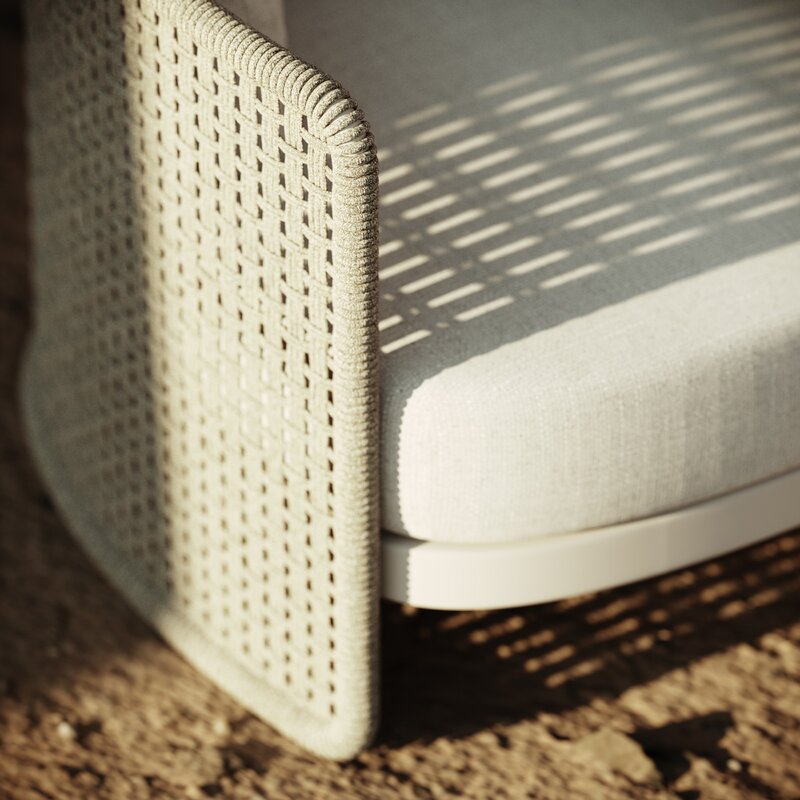 Kolekcja  „Miura-Bisque”, aluminium malowane proszkowo, sznurek outdoorowy, tkanina outdoorowa, AlmiDécor