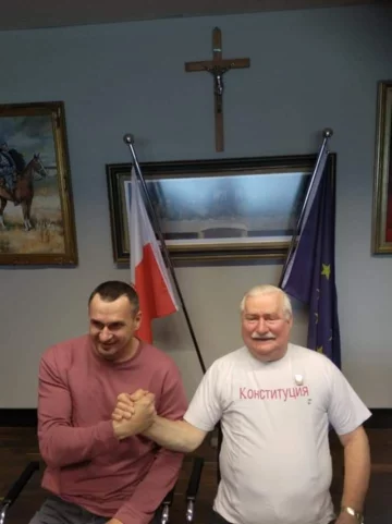 Lech Wałęsa i Ołeh Sencow 