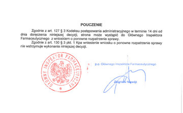 Decyzja Gł&oacute;wnego Inspektoratu Farmaceutycznego Nr 9/WC/2016