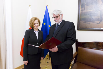 Jolanta R&oacute;ża Kozłowska z&nbsp;szefem MSZ Witoldem Waszczykowskim
