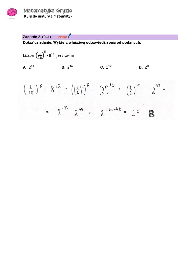 Matura 2024. Matematyka — poziom podstawowy, Formuła 2023 — arkusze z odpowiedziami – zadanie 2