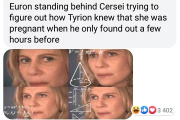 Euron, gdy usłyszał, że Cersei jest w ciąży 