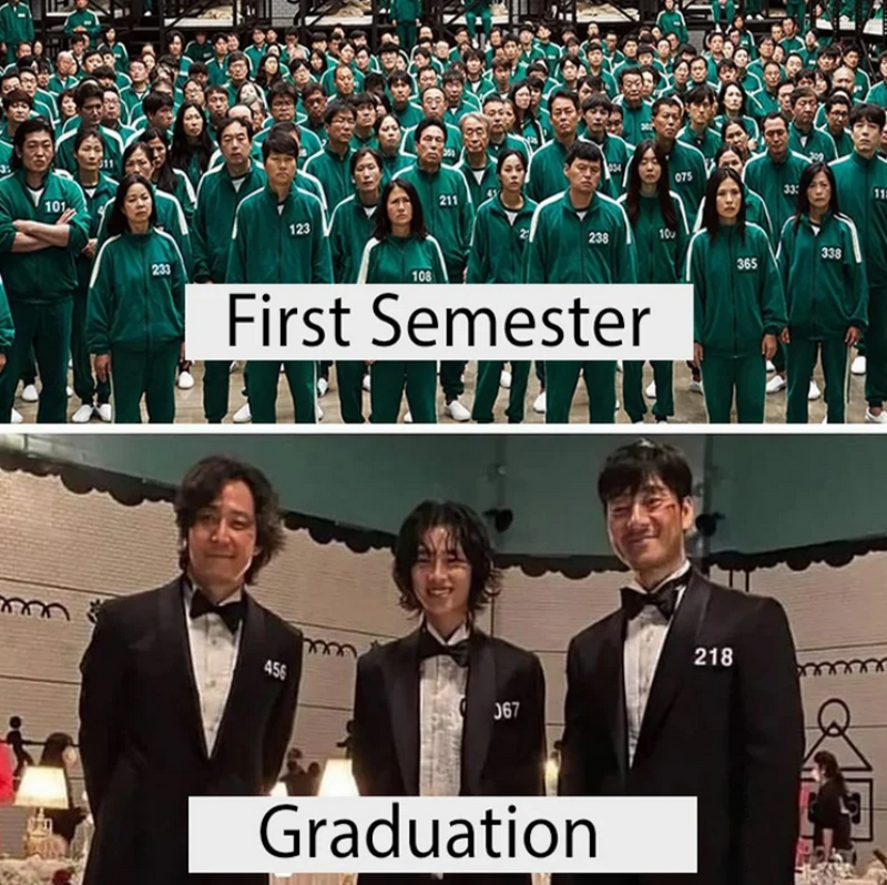 Pierwszy semestr vs wręczenie dyplomów 