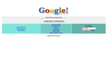 Zrzut ekranu ze strony Google.com z lutego 1999 roku (archive.org)