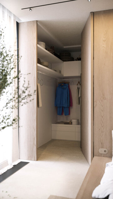Sypialnia w&nbsp;stylu japadi, proj. SCENA Interior Design