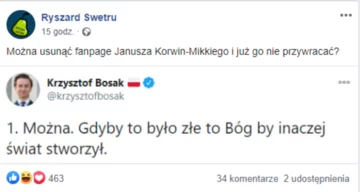 Mem po usunięciu konta Janusza Korwin-Mikkego z Facebooka 