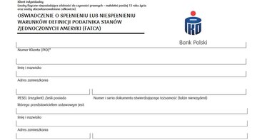Formularz bankowy PKO BP
