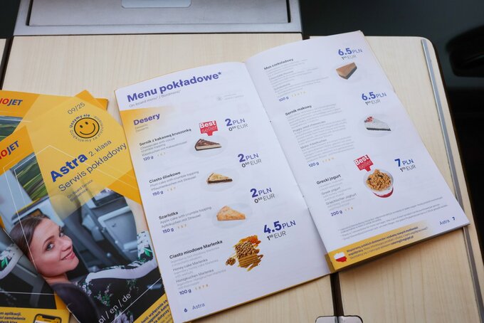 Menu pokładowe w RegioJet