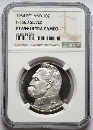 Moneta dziesięciozłotowa z popiersiem Józefa Piłsudskiego