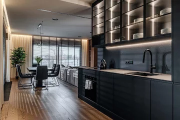 Wnętrze, które nie boi się czerni, projekt Deer Design 