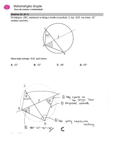 Zadanie 23 &ndash; Matura 2024. Matematyka &mdash; poziom podstawowy, Formuła 2015 &mdash; arkusze z&nbsp;odpowiedziami