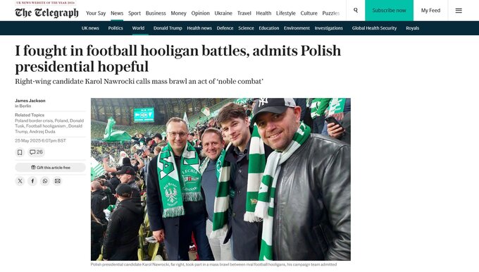 „The Telegraph” o Karolu Nawrockim