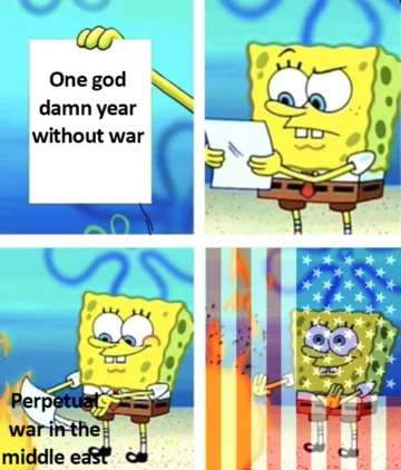 Mem będący reakcją na możliwą wojnę USA z Iranem 