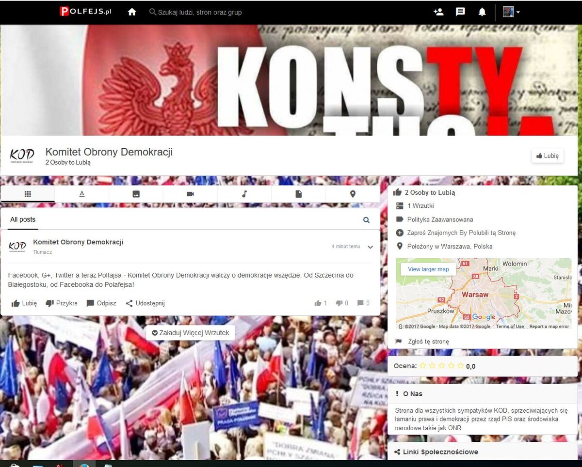 Na Polfejs.pl obecny jest także Komitet Obrony Demokracji 
