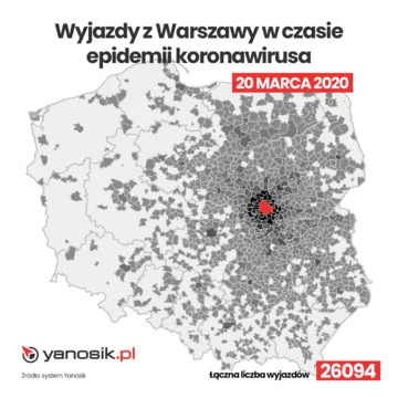 Wyjazdy z Warszawy w czasie epidemii koronawirusa 