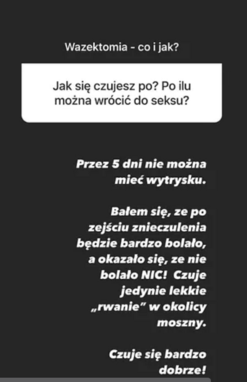 Ekskluzywny Menel poddał się zabiegowi wazektomii