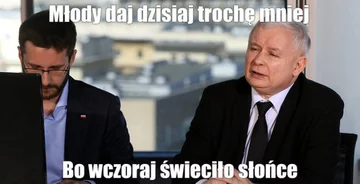 Mem z „Młodym” i Jarosławem Kaczyńskim 