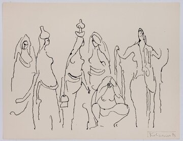 Tadeusz Kulisiewicz, Kobiety, z&nbsp;cyklu Indie, 1973, tusz, papier, 27,7 &times; 36 cm, kolekcja Jacka Kudelskiego