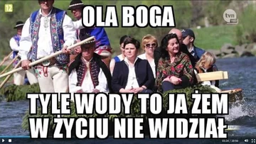 Mem z Beatą Szydło na łódce. Spływ Dunajcem 