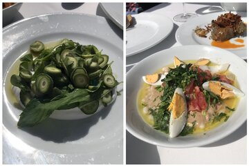 Przystawki w&nbsp;restauracji 7&nbsp;Mehmet w&nbsp;Antalyi, po&nbsp;lewej: cacik, po&nbsp;prawej pasta z&nbsp;białej fasoli