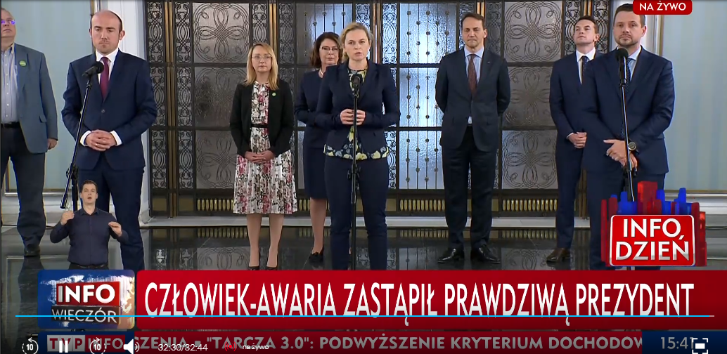 Paski TVP o nominacji Rafała Trzaskowskiego na kandydata na prezydenta 