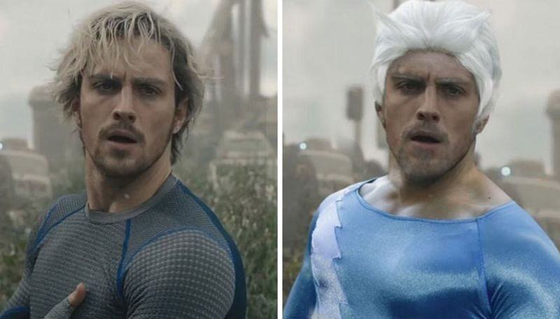 Quicksilver (po lewej w filmie, po prawej zgodnie z komiksem) 