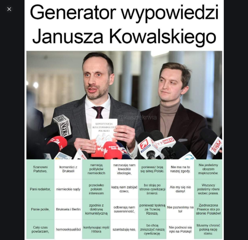 Jest i generator, dzięki któremu samodzielnie można stworzyć wypowiedź Janusza Kowalskiego 