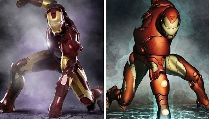 Iron Man (po lewej w filmie, po prawej zgodnie z komiksem) 