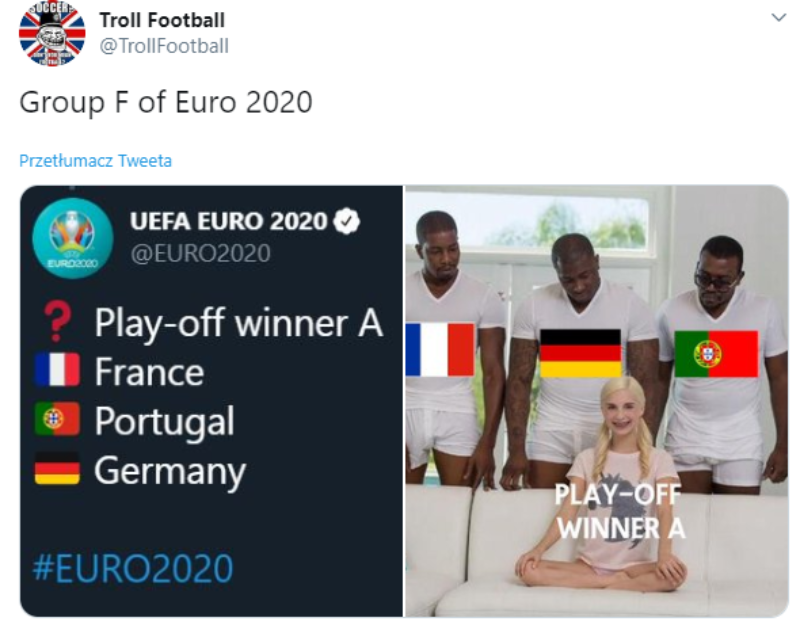 Mem po losowaniu grup Euro 2020 