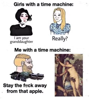 Mem żartujący z wykorzystania wehikułu czasu 