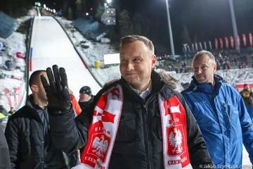 Prezydent Andrzej Duda na konkursie skoków narciarskich w Zakopanem 