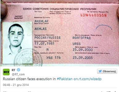 Miniatura: Egzekucja Rosjanina w Pakistanie. Skazany...