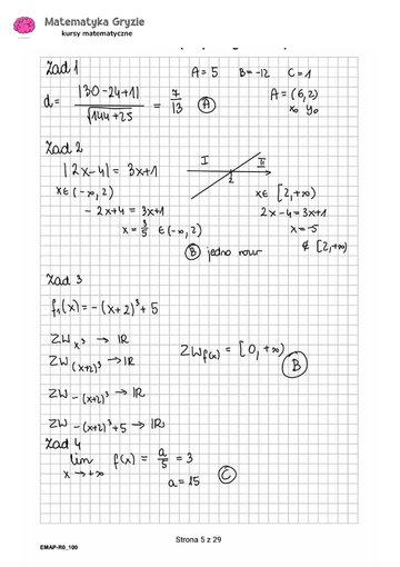 Zadanie 1, 2, 3, 4&nbsp;obliczenia &ndash; Matura 2024. Matematyka &mdash; poziom rozszerzony, Formuła 2015 &mdash; arkusze z&nbsp;odpowiedziami