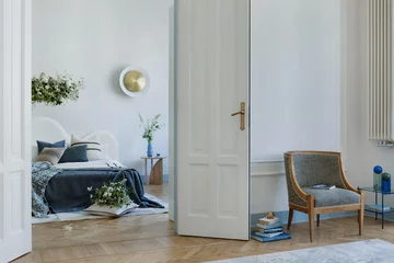 Błękitne mieszkanie w kamienicy, projekt Hanna Pietras 