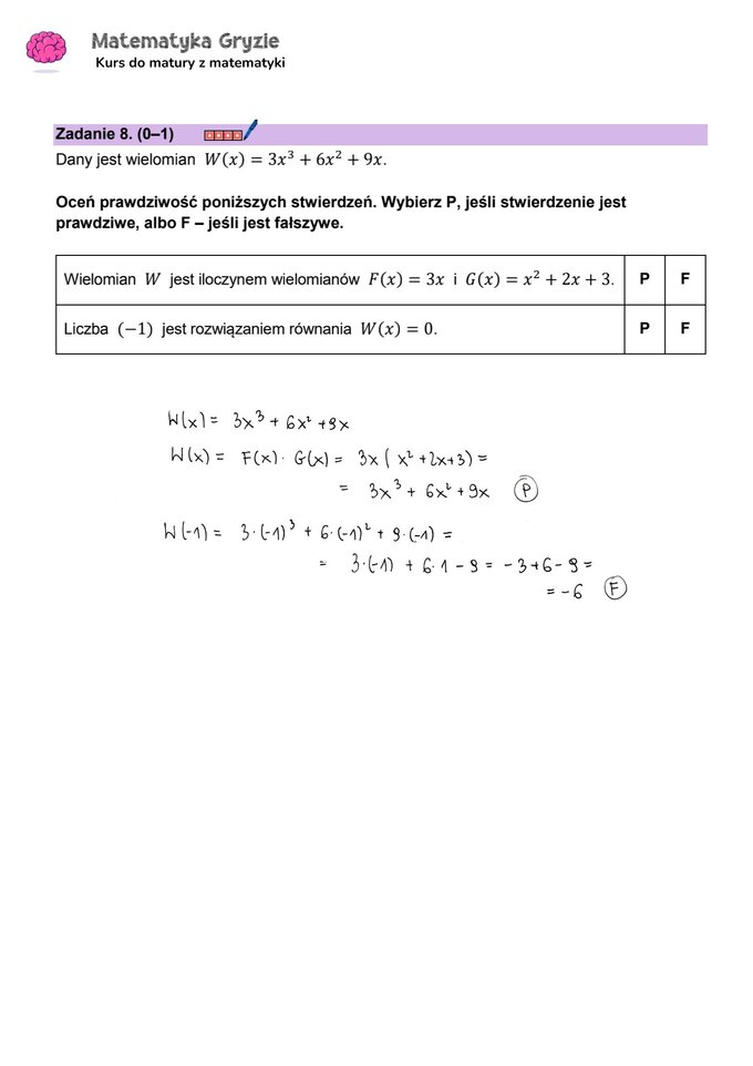 Matura 2024. Matematyka — poziom podstawowy, Formuła 2023 — arkusze z odpowiedziami – zadanie 8