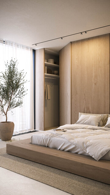 Sypialnia w&nbsp;stylu japadi, proj. SCENA Interior Design
