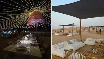 Luksusowa restauracja Sonara Camp na&nbsp;pustyni w&nbsp;Dubaju