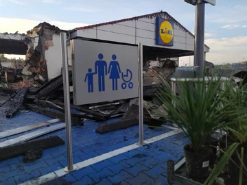 Pożar Lidla w Kielcach 