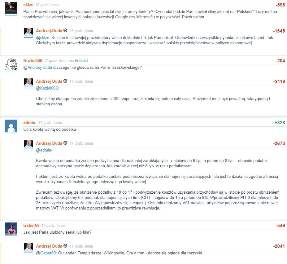 Niektóre z pytań, na które odpowiedział Andrzej Duda 