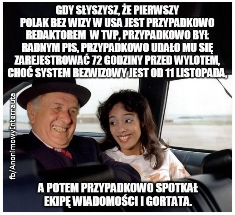 Mem w związku z podróżą pierwszego Polaka, który poleciał do USA bez wizy 