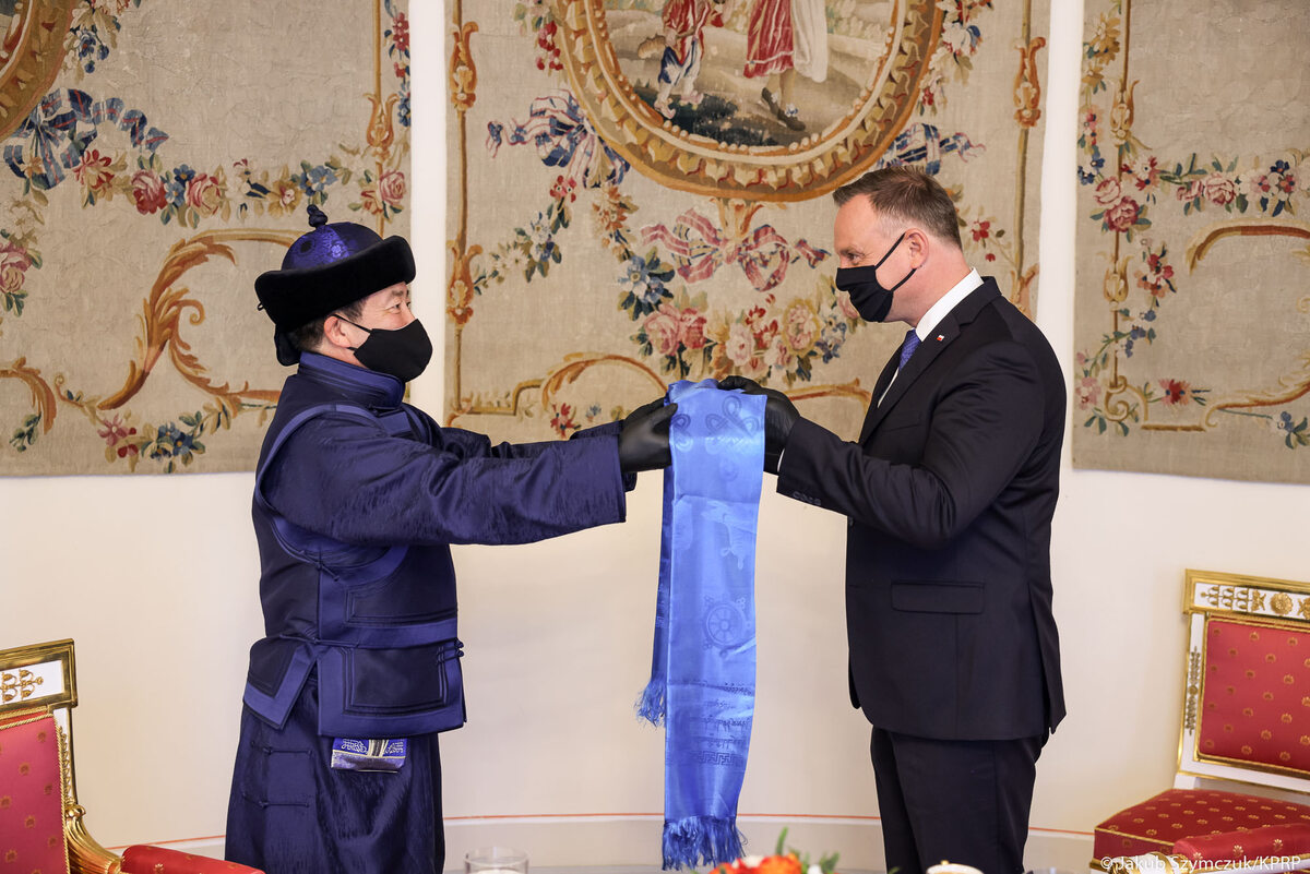 Andrzej Duda i ambasador Mongolii w RP 