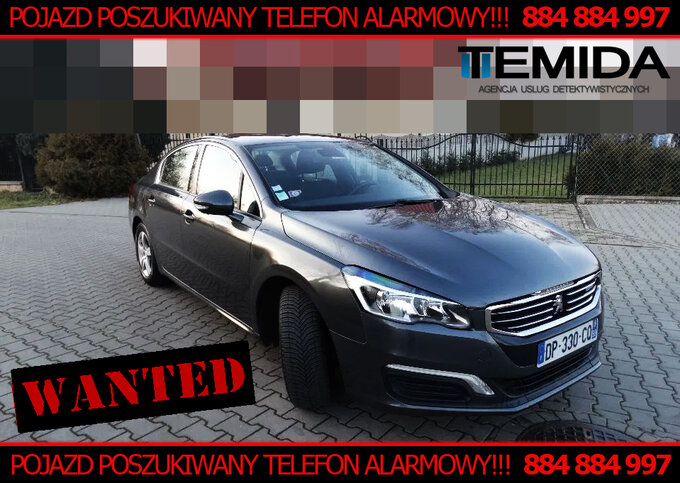 Peugeot 508 o numerach DP 330 CQ kolor grafitowy