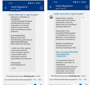 Fałszywe wiadomości od&nbsp;hotelu