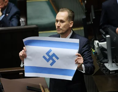 Miniatura: Skandal w Sejmie. Berkowicz pokazał flagę...