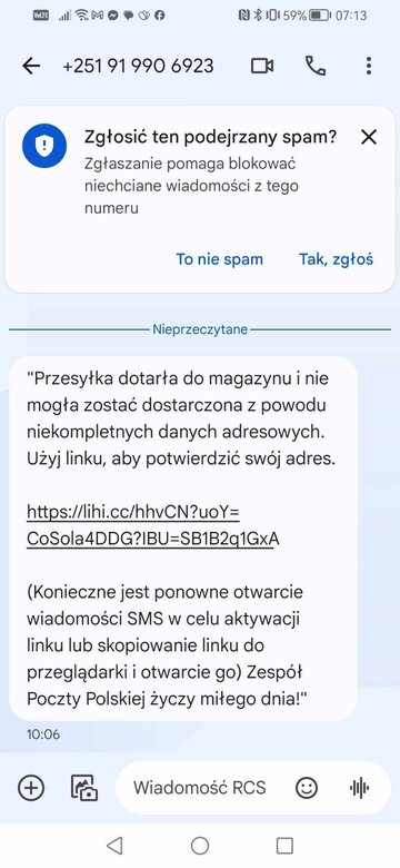 Podejrzany sms