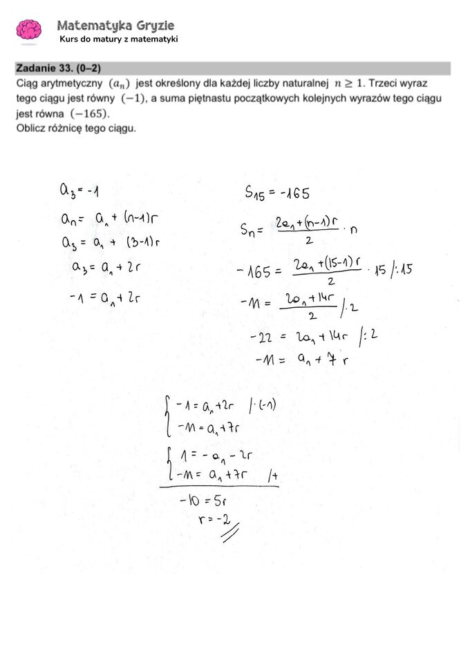 Zadanie 33 – Matura 2024. Matematyka — poziom podstawowy, Formuła 2015 — arkusze z odpowiedziami